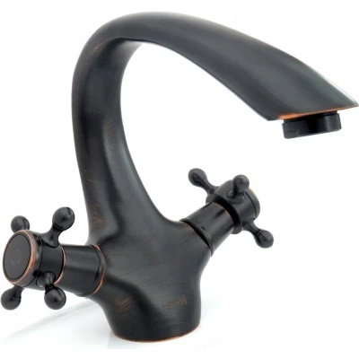 Afbeelding van REA Retro Wastafelkraan/ Mengkraan Opbouw Laag Model Old Vintage Zwart