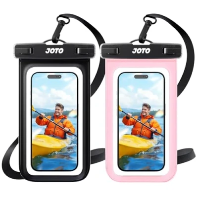 Afbeelding van JOTO 2 Stuks Universele Waterdichte Telefoonhoes, IPX8 Onderwater Droge Zak voor iPhone 13 Pro Max Mini 12 11 Xs XR X 8 7 6S, Galaxy S20 Ultra/S10/S9/S8, Note 10+/10/9/8, tot 7&#039;&#039; Zwart/Roze
