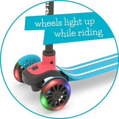 Afbeelding van Scotti 3 wiel step met leun om te sturen mechanisme, oplichtende wielen, twintip antislip deck en geïntegreerde rem, verstelbare stuurstang, comfortabele handgrepen, voor alle leeftijden vanaf jaar.