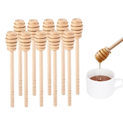 Afbeelding van DESIOLE Houten Honing Mengen Roerder 10 Stks 6 &quot;Honing Dipper Sticks Lepel
