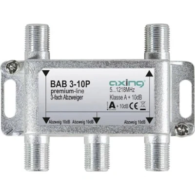 Afbeelding van Axing BAB 3 10P voudige aftakking 10dB kabeltelevisie CATV Multimedia DVB T2 Klasse A+, 10dB, 5 1218 MHz metaal