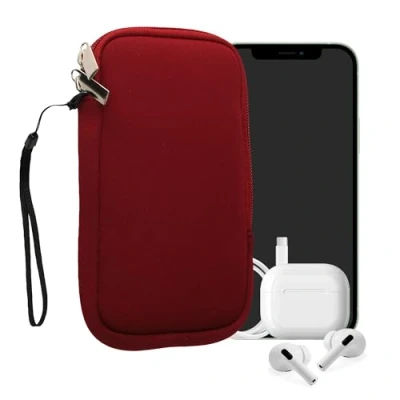 Afbeelding van kwmobile telefoontasje universeel geschikt voor L 6,5&quot; smartphones 16,5 x 8,9 cm Hoesje met rits en polslusje In rood