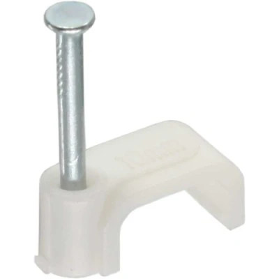 Afbeelding van Kabelklemmen met spijker voor platte kabels tot 10 x 6 mm 100 stuks / wit