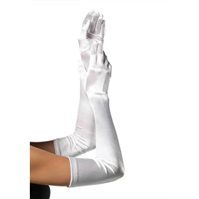 Afbeelding van LEG AVENUE 16B Extralange Satin Handschuhe, weiß, Einheitsgröße, Damen Karneval Kostüm Fasching 16B22002