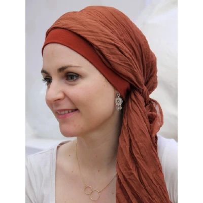 Afbeelding van Mooihoofd chemo mutsjes Sjaalmutsje New Delhi Brique