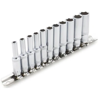 Afbeelding van DAKCOS Inbusset, 6,35 mm aandrijving, 11 stuks, metrisch 4 13mm met metalen rail, CR V, 50 lang