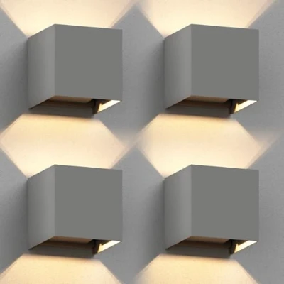 Afbeelding van ledscom.de 4 x CUBEL wandlamp voor buiten, grijs, IP65, Up