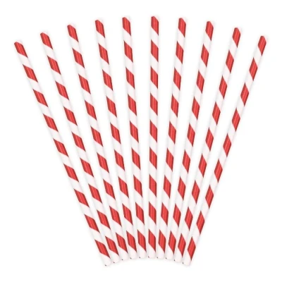 Afbeelding van Partydeco Rietjes Stripes Wit/Rood (10 stuks)