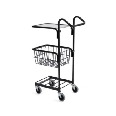Afbeelding van Miniwagen zwart met plateau en mand Draagvermogen 50 kg