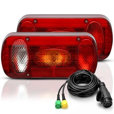 Afbeelding van Achterlichtset voor trailer, trailerverlichting 13 polig, 12V achterlicht trailer met 6 functies, 5,5m kabel, E11 gecertificeerd