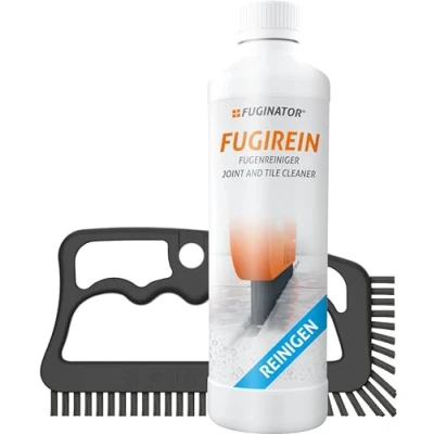 Afbeelding van FUGINATOR® voegenborstel grijs/grijs incl. voegenreiniger 250 ml voegenreinigingsset borstel voor het reinigen van voegen in badkamer, keuken en huishouden