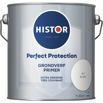 Afbeelding van Histor Perfect Protection Grondverf Primer Verf voor Buiten Weerbestendige Houtverf met UV bescherming Ideaal Deuren en Kozijnen Wit 2.5 L