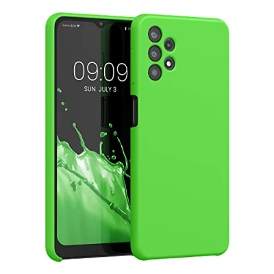 Afbeelding van kwmobile telefoonhoesje geschikt voor Samsung Galaxy A32 5G Hoesje met siliconen coating Smartphone case in limoengroen
