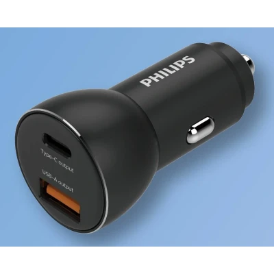 Afbeelding van Philips universele dubbele autolader Ultrasnel USB type A en C 36W