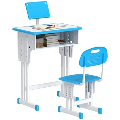 Afbeelding van HOMCOM Kinderbureau en stoelset PP 60x45x102cm Blauw