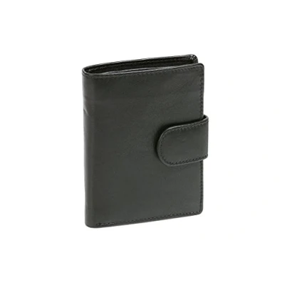 Afbeelding van LEAS Portemonnee RFID bescherming in staand formaat met buitensluiting dames en heren echt leer, zwart basic editie, zwart, 9,5x13cm, Gesloten