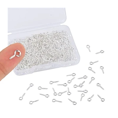 Afbeelding van oogschroeven, 300 stuks ringbouten, oogverbinders met doos, oogpennen voor knutselen, hangers, sieraden maken en kunststof, doe het zelf handwerk (zilver