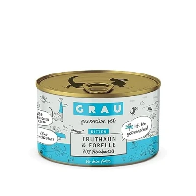 Afbeelding van 6x200g Kitten Kalkoen/Forel Bliksmulpotjes Grau Kattenvoer