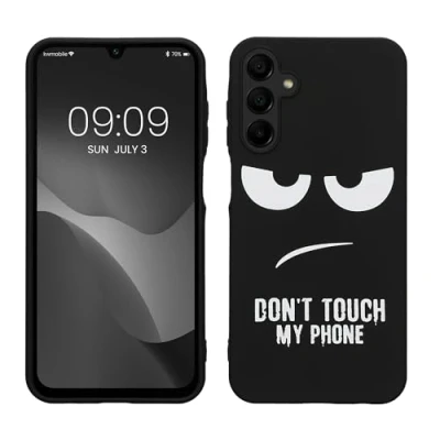 Afbeelding van kwmobile telefoonhoesje geschikt voor Samsung Galaxy A15 5G Hoesje smartphone in wit / zwart Backcover van TPU Don&#039;t Touch My Phone design