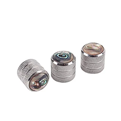 Afbeelding van Alnicov Gitaar Contral Knoppen, Zilver Met Parel Abalone Volume Tone Control Metalen Knoppen Voor Bas 3 Pack