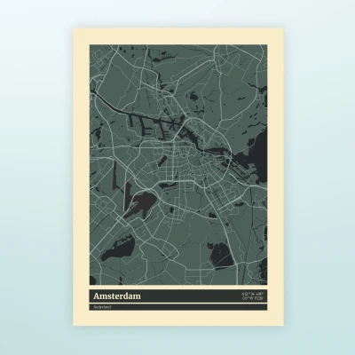 Afbeelding van Poster Plattegrond Amsterdam Retro (A2 Formaat) van Nutcrackers