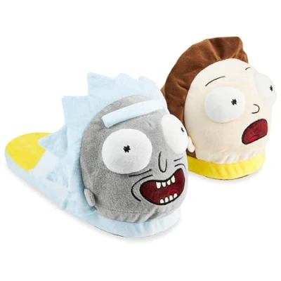 Afbeelding van Rick and Morty Herenpantoffels, 3D pluche antislip zool cadeaus voor hem, Meerkleurig, 9 9.5