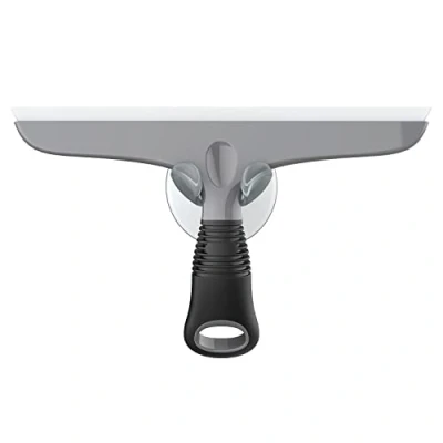 Afbeelding van MR.SIGA Multifunctionele siliconen zuigmond voor raam, glas, douchedeur, auto voorruit, zware raamschrobber, inclusief zuighaak, 10 inch, grijs en zwart, 1 pak