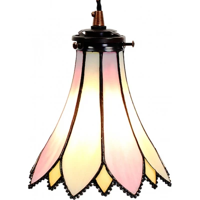 Afbeelding van Clayre &amp; Eef Roze Hanglamp Tiffany Ø 15*115 cm E14/max 1*40W 5LL 6196