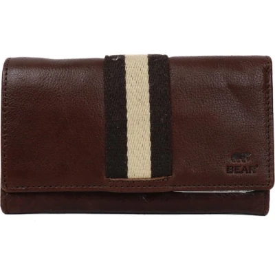 Afbeelding van Bear Design Sweety XL Stripe Leren Overslagportemonnee Bruin