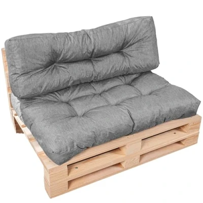 Afbeelding van Bananair Palletkussens/Matras voor Euro Pallet Tuinkussen Bank, Stoel, Kussen, Zitplaats Binnen/Buiten Waterdicht (Grijs, Set 1 Rugleuning 120x40 cm + 120x80 cm)