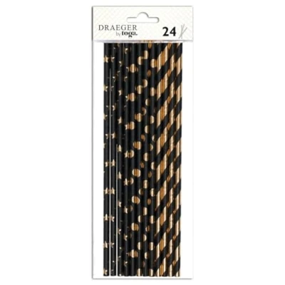 Afbeelding van Toga DKO029 Klassieke rietjes, zwart en goud, 24 delige set