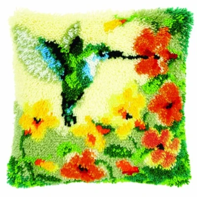 Afbeelding van Kolibri met bloemen Knoopkussen pakket