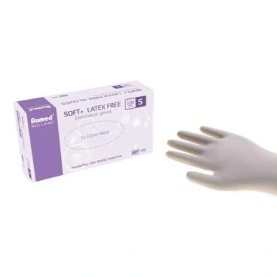 Afbeelding van Romed Soft + latexvrije onderzoekshandschoenen 100 stuks L Wit Vinyl Poedervrij en latexvrij