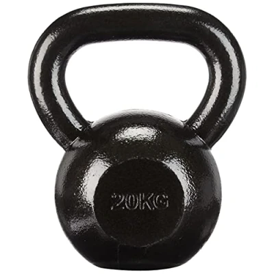 Afbeelding van Amazon Basics Kettlebell, gietijzer, met getextureerd en geschilderd oppervlak, zwart, 20 kg