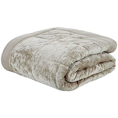 Afbeelding van Catherine Lansfield Sprei, voor tweepersoonsbed, kreukelfluweelimitatie, polyester, natuurlijk, 53 x 23 cm