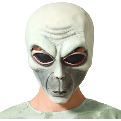 Afbeelding van Halloween verkleed masker Geest/Alien/Horror wit/grijs volwassenen Latex Verkleedmaskers