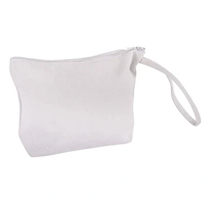 Afbeelding van Rayher 53982102 make uptas, wit, 22 x 17 cm, met ritssluiting en draaglus, kleine uptas van stof, stoffen tas om te beschilderen