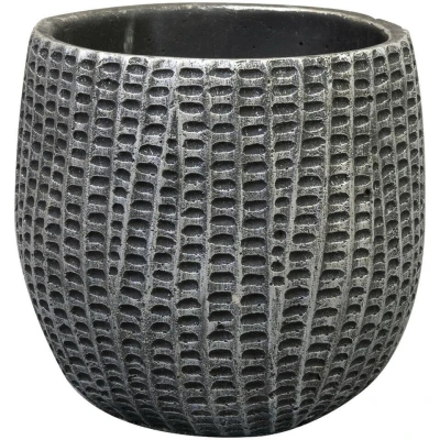 Afbeelding van Ter Steege Bloempot/plantenpot binnen zwart/metaal D15/H13 cm