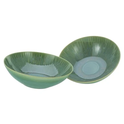Afbeelding van CreaTable, 33085, serie Sea Breeze groen, 2 delige serviesset, kommenset van aardewerk