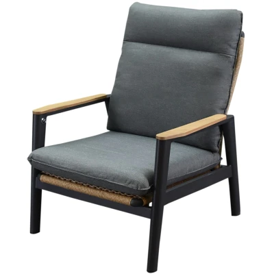 Afbeelding van Alzano verstelbare lounge tuinstoel aluminium teak antraciet