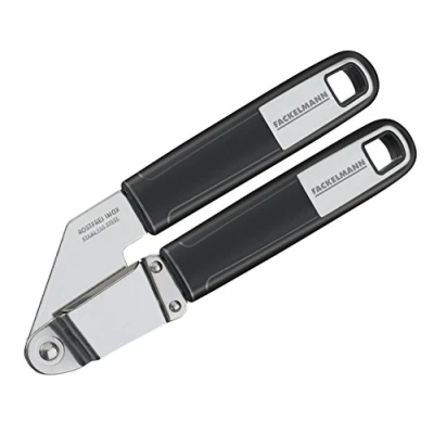 Afbeelding van Fackelmann Knoflookpers 18 cm SENSE, keukenhulp met functioneel deel van roestvrij staal, knoflooksnijder anti slip soft touch handvat (kleur: zilver/zwart), hoeveelheid: 1 stuk
