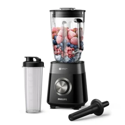 Afbeelding van Philips 5000 Serie Blender 1200W motor. ProBlend Plus technologie. Blend and go beker. Vaatwasserbestendige onderdelen. Capaciteit 2 liter. Zwart (HR3031/00)