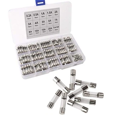 Afbeelding van QitinDasen 210 stuks professionele 5 x 20 mm auto glazen buiszekeringen, snelle slagzekeringen, met veiligheidszetels