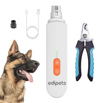 Afbeelding van Edipets, Elektrische nagelvijl voor honden en katten + nagelknipper, professionele set, huisdieren, honden, katten, klein, medium of groot (wit)