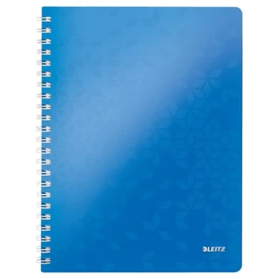 Afbeelding van Leitz WOW Spiraalgebonden A4 Notitieboek met Kunststof Kaft 80 Vel Gelijnd FSC Gecertificeerd Blauw