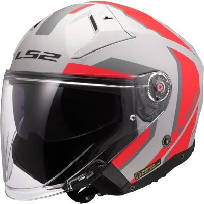 Afbeelding van LS2 OF603 Infinity II Focus Jet Helm, grijs rood, afmeting XS voor man