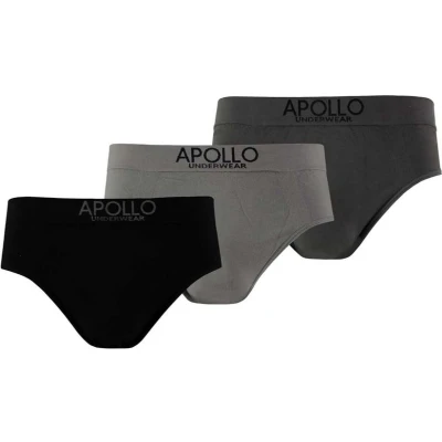 Afbeelding van Apollo Ondergoed Seamless Heren Katoen Zwart/grijs 3 Stuks Maat L