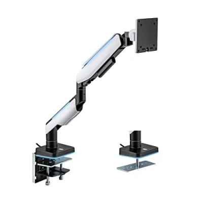 Afbeelding van LogiLink Monitorhouder voor 17 49 inch met gasdrukveer, tafelklem of tafelgatmontage, draagkracht tot 20 kg, gamers ontworpen ingebouwd verlichtingseffect