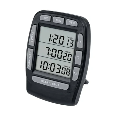 Afbeelding van Jayron JR KT001 digitale timer, groot lcd scherm, 3 kanaals keukentimer, countdown kookalarm, luide sterke magnetische houder, verwisselbare batterij voor oudere kinderen