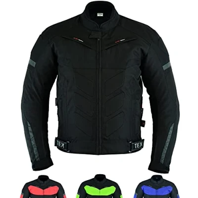Afbeelding van Motorjas voor heren Cordura waterdicht textiel met protectoren CE gepantserd (EN 1621 1) Zomer of Winter Texpeed Zwart 4XL